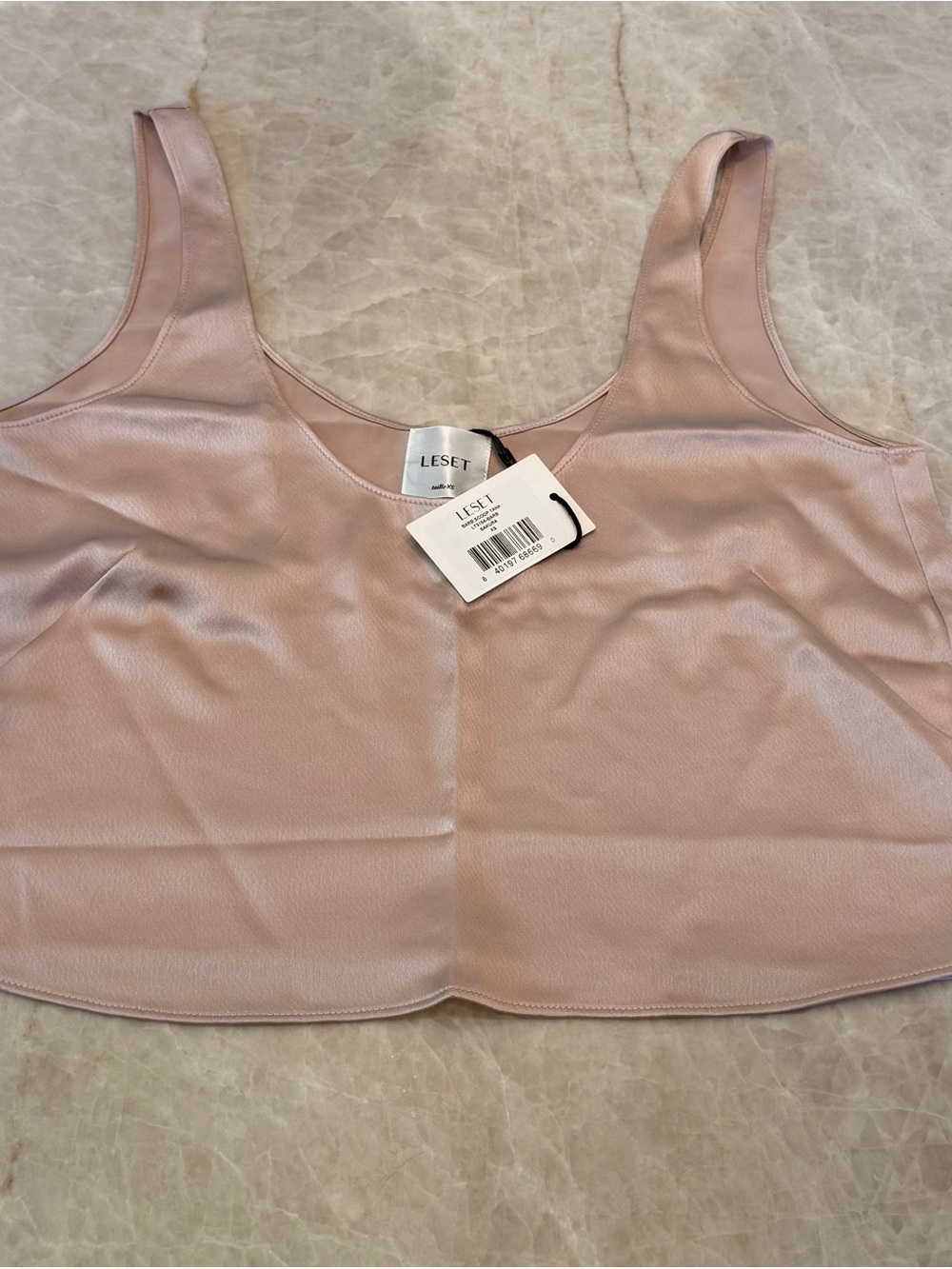 NWT Leset Barb Satin Scoop Neck Tank - Blush - XS - Picture 2 of 6
